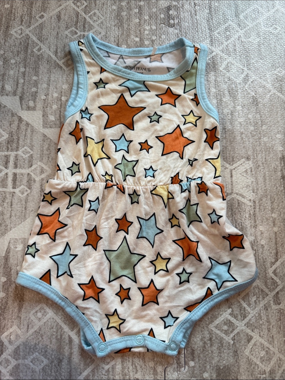 Posh Peanut Light Blue Trim Star Bubble Shortie